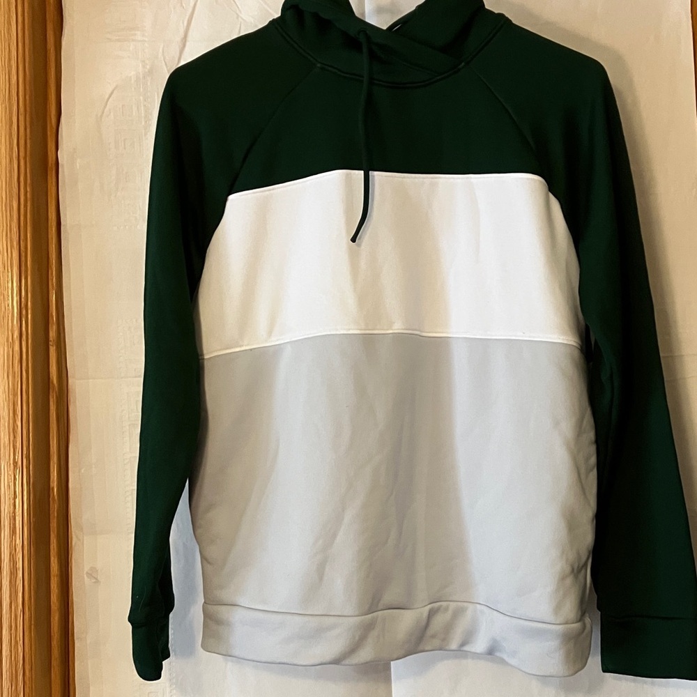 Under Armour Womens Hooded Sz M Green/ Gray/WhiteColorblock Pullover Sweatshirt